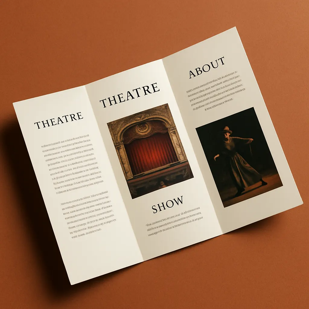 Lowther Pavilion tri-fold brochure on a terracotta background